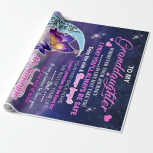 To My Granddaughter Butterflies Birthday Gift Idea Wrapping Paper
