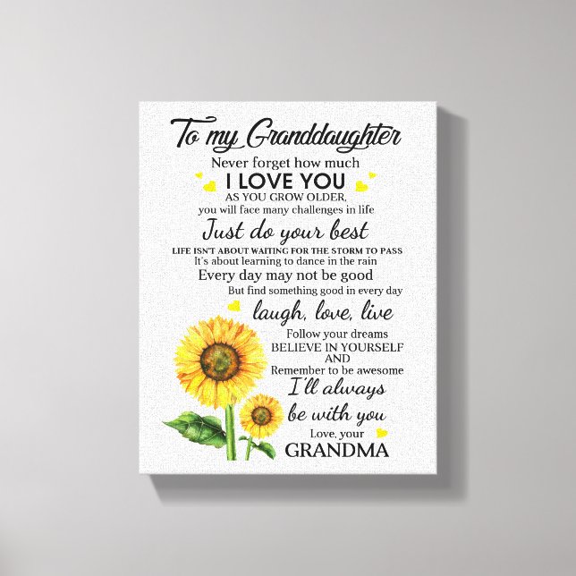 To My Granddaughter Canvas Print (Front)