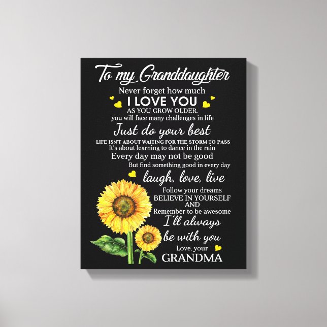To My Granddaughter Canvas Print (Front)