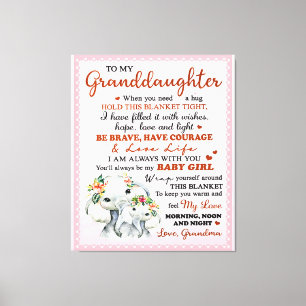 To My Granddaughter Elephant Birthday Gift Idea Canvas Print