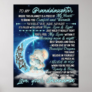 To My Granddaughter Elephant Birthday Gift Idea Poster