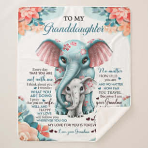 To My Granddaughter Elephant Birthday Gift Idea Sherpa Blanket