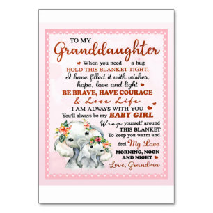 To My Granddaughter Elephant Birthday Gift Idea Table Number