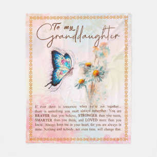 To My Granddaughter Gift,Cute Butterfly Lover Gift Fleece Blanket