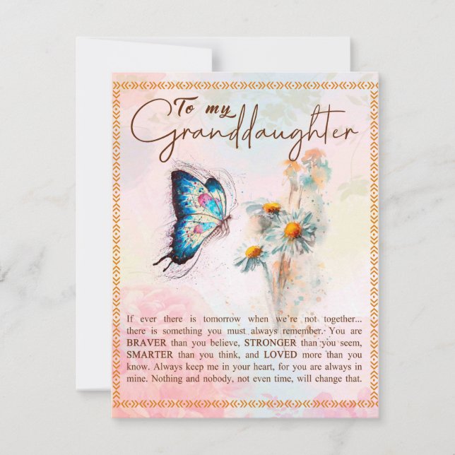 To My Granddaughter Gift,Cute Butterfly Lover Gift Invitation (Front)