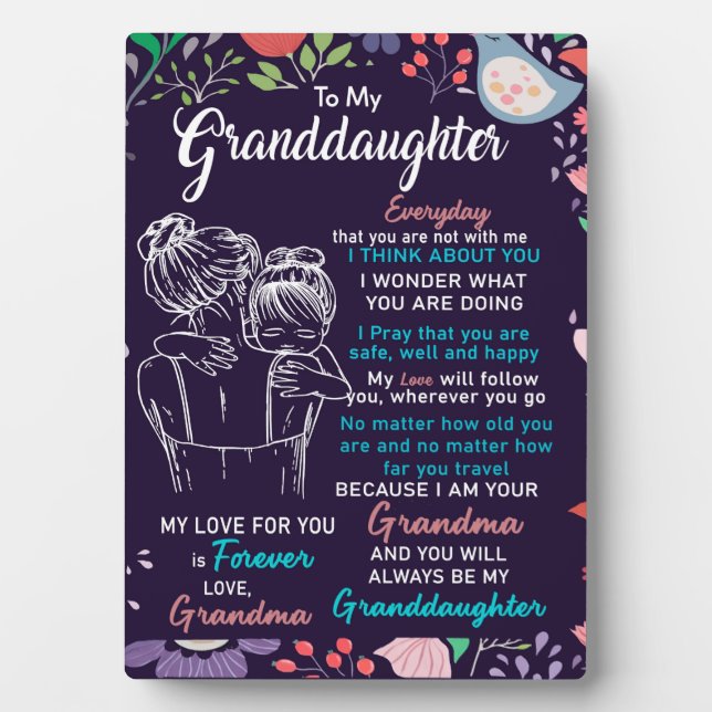 To My Granddaughter Gift From Grandma,Flower Lover Plaque (Front)