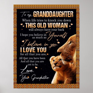 To My Granddaughter Gift From Grandma, Lion Lovers Poster