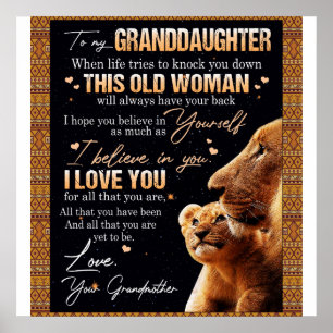 To My Granddaughter Gift From Grandma, Lion Lovers Poster