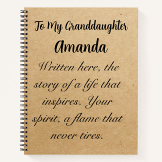 To my granddaughter personalized notebook journal