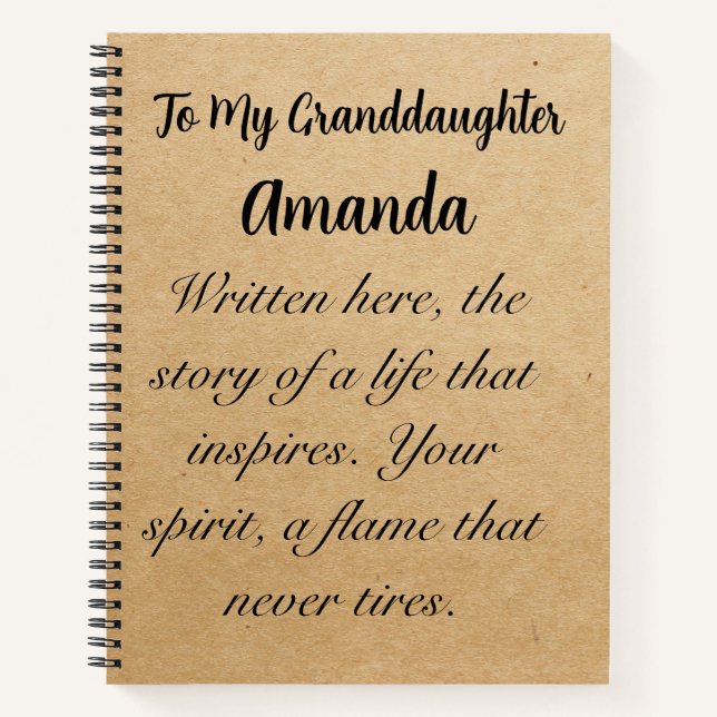 To my granddaughter personalized notebook journal (Front)