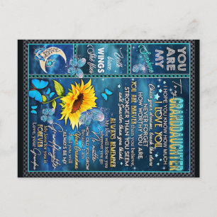 To My Granddaughter Sunflower Gift, Baby Gift Postcard