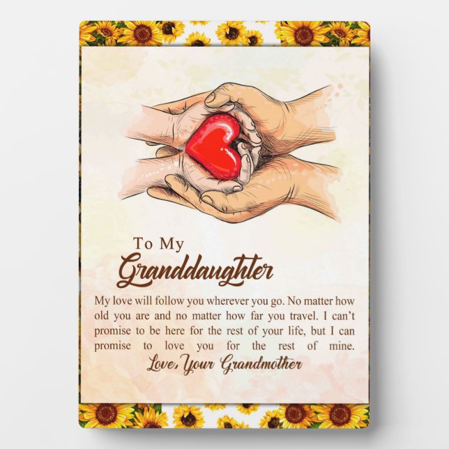 To My Granddaughter Sunflower Gift From Grandma Plaque (Front)