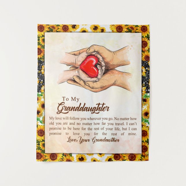 To My Granddaughter Sunflower Gift From Grandma Tapestry (Front)