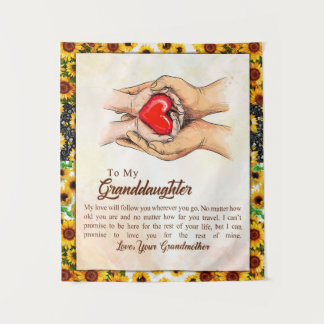 To My Granddaughter Sunflower Gift From Grandma Tapestry