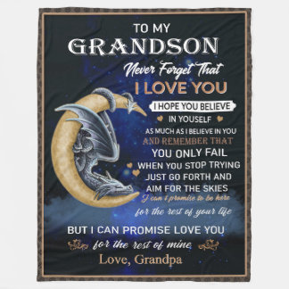 To My Grandson I Love You from Grandpa Fleece Blanket