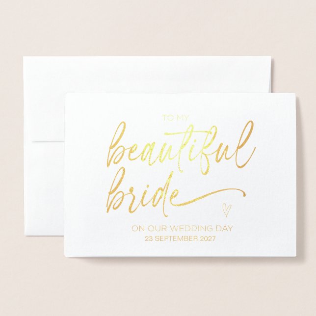 To My Groom From Bride Wedding Day Love Marry You  Foil Card (Front With Envelope)
