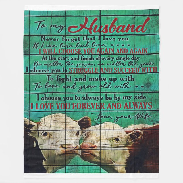 To my Husband | Cute Family Present Fleece Blanket (Front)