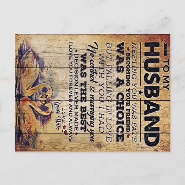 To my Husband Decor | Anniversary Present Announcement Postcard (Front)