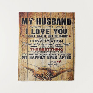 To My Husband Decor, Love Quotes Letter Tapestry