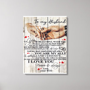 To My Husband Design Gift Love Letter To Him Canvas Print