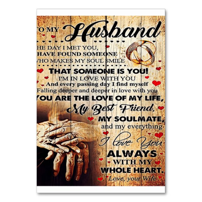 To My Husband Design | Love Letter Gift To Him Table Number (Front)