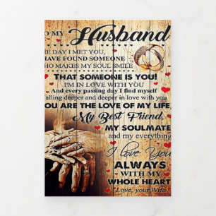 To My Husband Design   Love Letter Gift To Him Tri-Fold Announcement