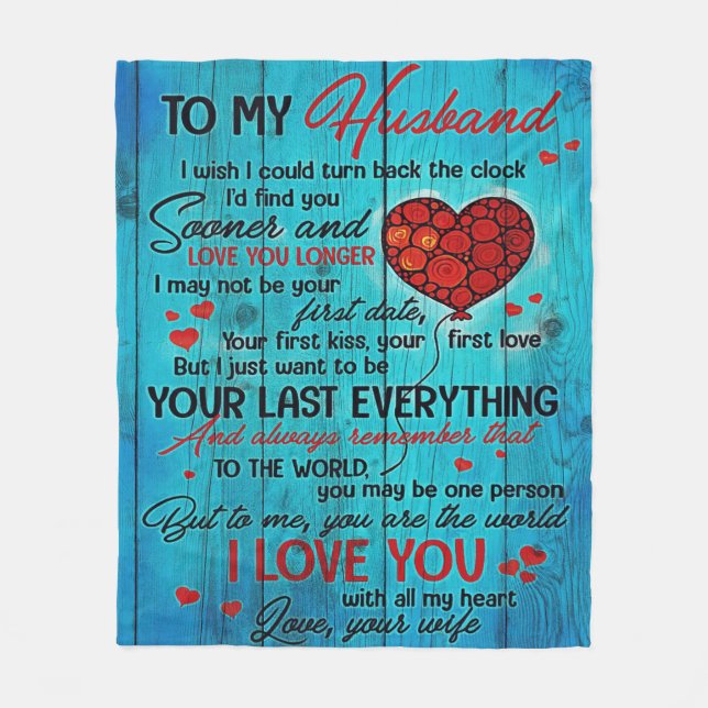 To My Husband Design | Love Quotes To Husband Fleece Blanket (Front)