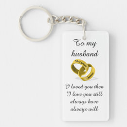 To my husband - engraved names - Poem + I love you Keychain