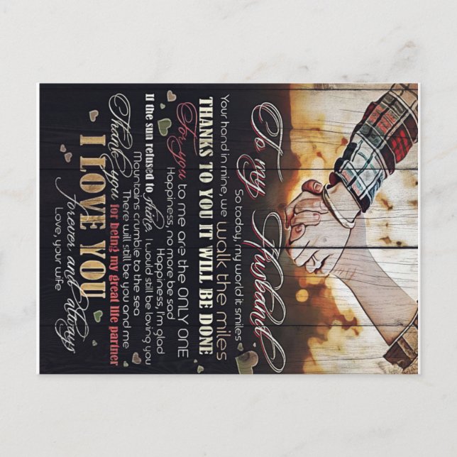 To My Husband Gift | Letter For Him | Announcement Postcard (Front)