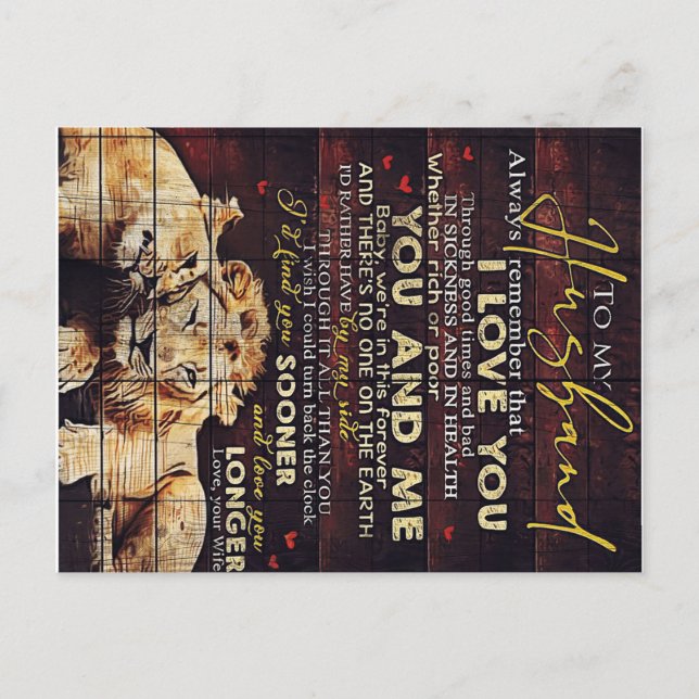 To My Husband Gift, Personalized Present Announcement Postcard (Front)