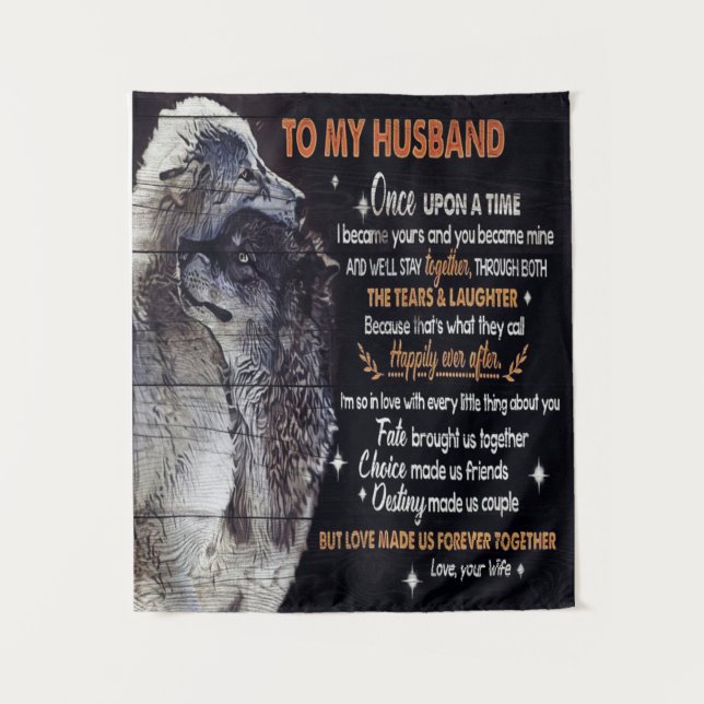 To My Husband Gift, Personalized Present Tapestry (Front)