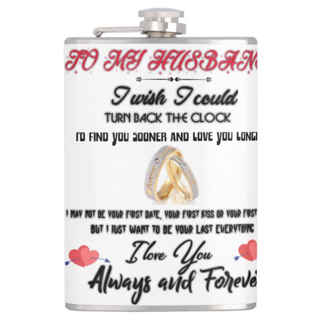 To my husband   hip flask (Front)