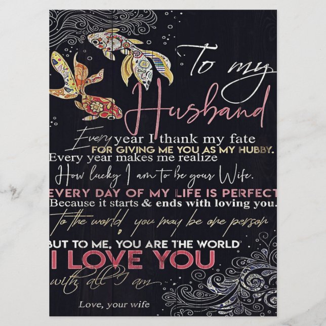 To My Husband Letter | Best Father's Day Present | Menu (Front)