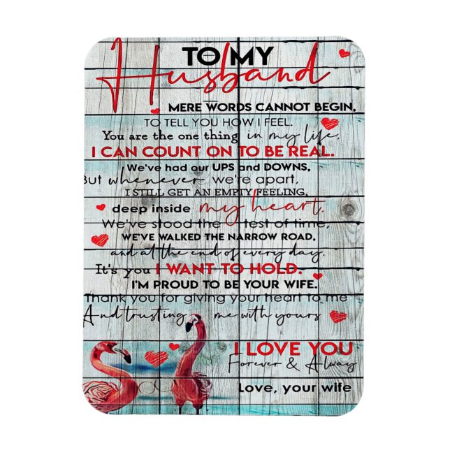 To My Husband Letter | Cute Flamingo Present Magnet (Vertical)
