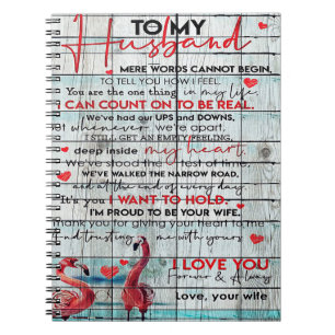 To My Husband Letter Cute Flamingo Present Notebook