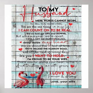 To My Husband Letter Cute Flamingo Present Poster