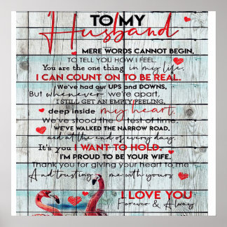 To My Husband Letter | Cute Flamingo Present Poster
