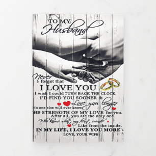 To My Husband Letter   Cute Present   Tri-Fold Announcement