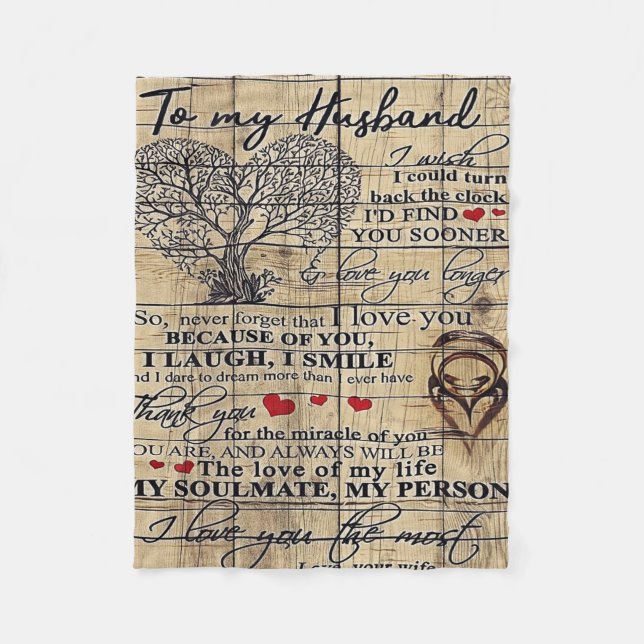 To my Husband | Letter For Husband | Family Decor Fleece Blanket (Front)