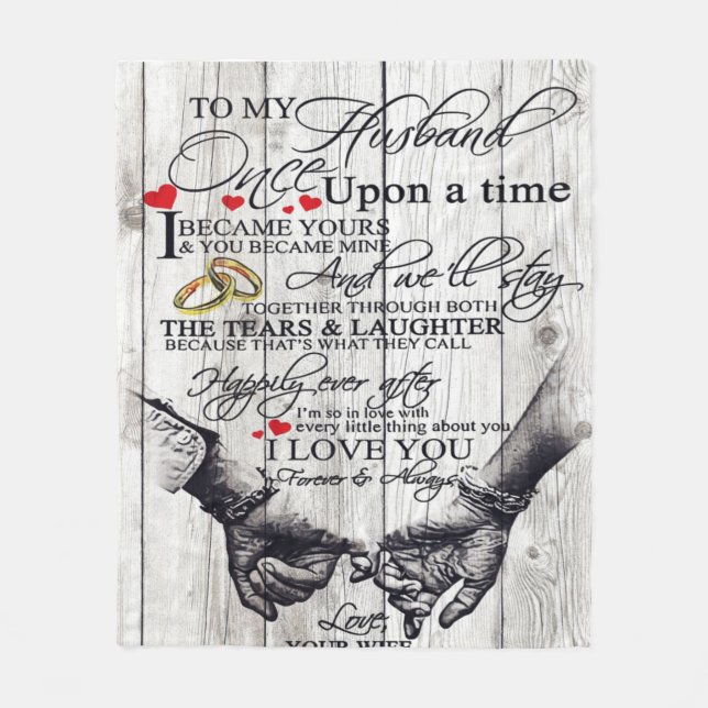 To My Husband Letter, Love Quotes Gift Fleece Blanket (Front)