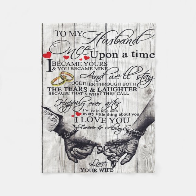 To My Husband Letter, Love Quotes Gift Fleece Blanket (Front)