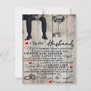 To My Husband Letter, Love Quotes Gift Invitation