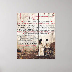 To my Husband Lovely Husband Gift Canvas Print