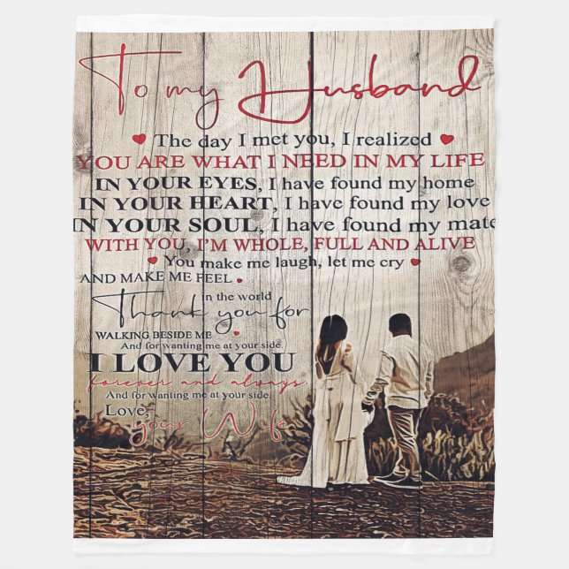 To my Husband | Lovely Husband Gift Fleece Blanket (Front)