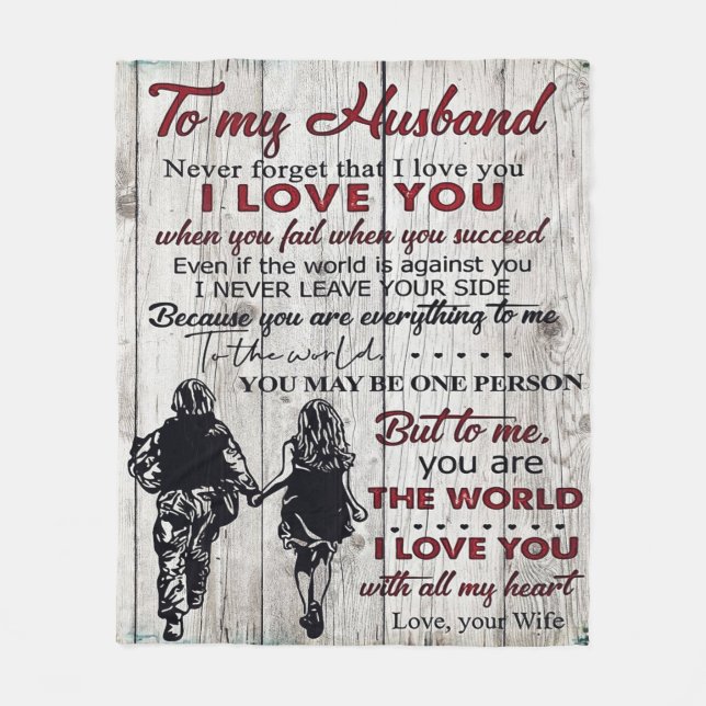 To my Husband | Lovely Husband Gift Fleece Blanket (Front)