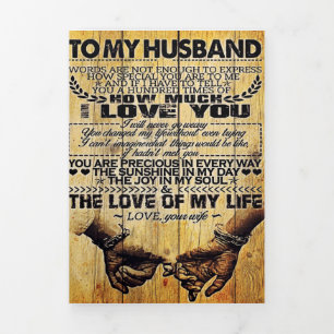 To My Husband   My Husband Gift   Letter For Him   Tri-Fold Announcement