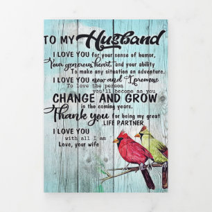 To my Husband   Personalized perfect gift Tri-Fold Announcement