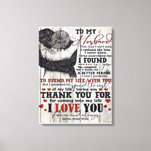 To My Husband Present Cute Quotes Gift Canvas Print