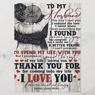 To My Husband Present Cute Quotes Gift Menu