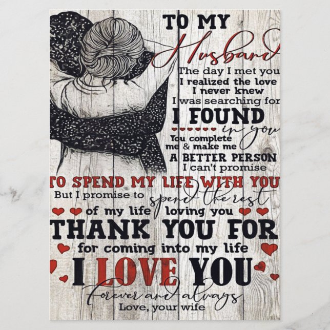 To My Husband Present | Cute Quotes Gift | Menu (Front)